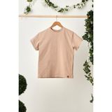 Babygiz Açık Kahve Erkek Çocuk Kısa Kollu Bisiklet Yaka Terletmez, Rahat Pamuklu Penye T-Shirt - Açık Kahverengi - 9 - 10 Yaş