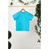 Babygiz Aqua Erkek Çocuk Kısa Kollu Bisiklet Yaka Terletmez, Rahat Pamuklu Penye T-Shirt - Turkuaz - 9 - 10 Yaş