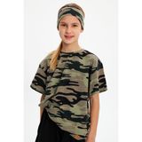 Babygiz Kamuflaj-Kamuflaj Kız Pamuklu Penye T-Shirt Bandana 2^li Takım -Spor Rahat Best Of Koleksiyon 5 - 7 - 8 Yaş