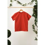 Babygiz Kiremit Kız Çocuk Kısa Kollu Bisiklet Yaka Terletmez, Rahat Pamuklu Penye T-Shirt - 9 - 10 Yaş