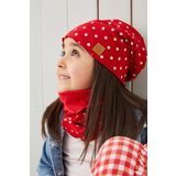 Babygiz Kirmizi Beyaz Kiz Cocuk Bebek Bere Boyunluk Set Yumusak 100 Pamuklu Penye Trend Seri