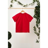 Babygiz Kırmızı Kız Çocuk Kısa Kollu Bisiklet Yaka Terletmez, Rahat Pamuklu Penye T-Shirt - 9 - 10 Yaş