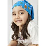 Babygiz Kız Çocuk Mavi Desenli Ip Detaylı 4 Mevsim Şapka Bere -Yumuşak Doğal Penye - 7 - 10 Yaş