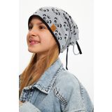 Babygiz Kız Çocuk Panda Desenli Şapka Bere Yumuşak Çift Katlı %100 Doğal Pamuklu Penye