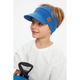 Babygiz Mavi Erkek Uv Korumalı Katlanabilir Üstü Açık Yumuşak Siperli %100 Pamuklu Penye Tenis Vizör Şapka - 7 - 10 Yaş