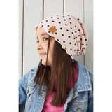 Babygiz Pudra Siyah Puantiye Kız Çocuk Bebek Şapka Bere Yumuşak %100 Pamuklu Penye Trend Seri - 4 - 6 Yaş