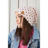 Babygiz Pudra Siyah Puantiye Kız Çocuk Bebek Şapka Bere Yumuşak %100 Pamuklu Penye Trend Seri
