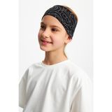 Babygiz Siyah Desenli-Beyaz Kız Pamuklu Penye T-Shirt Bandana 2^li Takım -Spor Rahat Best Of Koleksiyon 3 - 3 - 4 Yaş