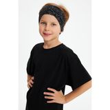 Babygiz Siyah Desenli-Siyah Erkek Çocuk Pamuklu Penye Oversize Kamuflaj T-Shirt Bandana İkili Takım - 3 - 4 Yaş