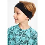 Babygiz Siyah Erkek Pamuklu Penye, Kaymaz, Terletmez, Ultra Hafif, Esnek Saç Bandı Bandana - 6 - 9 Yaş
