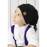 Babygiz Siyah İp Detaylı 4 Mevsim Şapka Bere Erkek Çocuk İçin Yumuşak Penye Tasarım - 1 - 3 Yaş