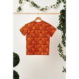 Babygiz Turuncu Kız Çocuk Kısa Kollu Bisiklet Yaka Terletmez, Rahat Pamuklu Penye T-Shirt - 9 - 10 Yaş