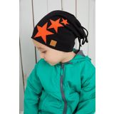 Babygiz Turuncu Siyah Erkek Çocuk Bebek Şapka Bere Yumuşak Çift Katlı Spor %100 Doğal Pamuklu Penye
