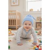 Babygiz Yenidoğan Kız Erkek Bebek %100 Pamuklu Penye Extra Yumuşak Hafif Terletmez Bere Bebe Mavi