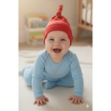 Babygiz Yenidoğan Kız Erkek Bebek %100 Pamuklu Penye Extra Yumuşak Hafif Terletmez Bere Kırmızı