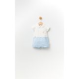 Babyhola %100 Pamuk Bisiklet Nakışlı Erkek Kız Bebek Şort Yazlık Bayramlık Tulum 13654 - Ekru - 1 - 2 Ay
