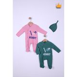 Babyhola %100 Pamuk I Love Mummy 2'li Çıtçıtlı Patikli Tulum Önlük Bere 4'lü Takım 539 - Pembe - 3 - 6 Ay