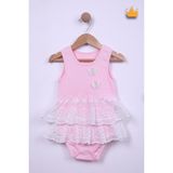 Babyhola %100 Pamuk Kız Bebek Çift Kat Elbise Atlet Badi 3527 - 12 - Pembe