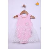 Babyhola %100 Pamuk Kız Bebek Tek Kat Elbise Atlet Badi 3528 - 3 Ay - Pembe