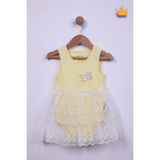 Babyhola %100 Pamuk Kız Bebek Tek Kat Elbise Atlet Badi 3528 - 3 Ay - Sarı