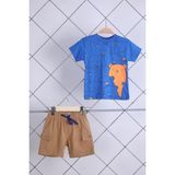 Babyhola 2'li Tişört Keten Şort Erkek Bebek Çocuk Bayramlık Alt Üst Takım Elbise 02011 - 0- Koyu Mavi - 9 - 12 Ay