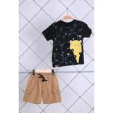 Babyhola 2'li Tişört Keten Şort Erkek Bebek Çocuk Bayramlık Alt Üst Takım Elbise 02011 - 000-Siyah - 12 - 18 Ay
