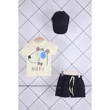 Babyhola 3'lü Tişört Keten Şort Şapka Erkek Bebek Çocuk Bayramlık Alt Üst Takım Elbise 02111 - 00Sarı - 6 - 9 Ay