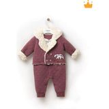 Babyhola Ceket Takım Görünümlü Velsoft Tulum Kız Erkek Bebek Çocuk Kapüşonlu Kışlık Tulum 12518 - Bordo