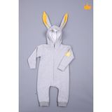 Babyhola Fermuarlı Tavşan Kulaklı Tulum 5014 - Kar - Melanj - 9 - 12 Ay