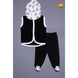 Babyhola Kadife Yelek Patikli Pantolon Unisex Bebek 2'li Set Siyah - 3 - 6 Ay - Mor