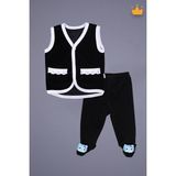 Babyhola Kadife Yelek Patikli Pantolon Unisex Bebek 2'li Set Siyah - 6 - 9 Ay - Indigo