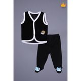 Babyhola Kadife Yelek Patikli Pantolon Unisex Bebek 2'li Set Siyah - 6 - 9 Ay - Lacivert