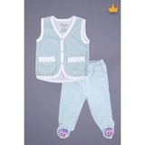 Babyhola Kadife Yelek Patikli Pantolon Unisex Bebek 2'li Set Yeşil - 3 - 6 Ay - Kahve