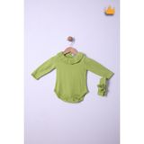 Babyhola Kız Bebek Triko Bandana Badi 2'li Set Yenidoğan Konsept Çekim Kostümü 9000 - 9 - 12 Ay - Yeşil
