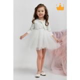 Babyhola Minimony 6-24 Ay Mine Desen Ceketli Kız Bebek Çocuk Bayramlık Abiye Gelinlik Elbise Takım 1013