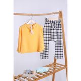 Babyhola Pamuk Bluz Ekose Pantolon Kız Çocuk Salaş Takım 1153 - 4 Yaş - Sarı