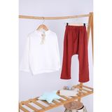 Babyhola Pamuk Bluz Keten Pantolon Kız Çocuk Salaş Takım 1112 - 1 Yaş - Kiremit