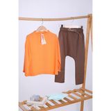Babyhola Pamuk Bluz Keten Pantolon Kız Erkek Çocuk Salaş Takım Kahve 1500 - 4 Yaş