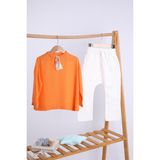 Babyhola Pamuk Bluz Kot Pantolon Kız Erkek Çocuk Salaş Takım Beyaz 1629 - 1 Yaş