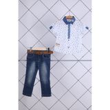 Babyhola Pamuk Gömlek Kot Pantolon Erkek Bebek Çocuk Bayramlık Takım Elbise 22356 - 00 Lacivert - 2 Yaş