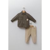 Babyhola Peluş Astarlı Ceket Kadife Pantolon Erkek Çocuk 2'li Takım 13480 - 3 - 6 Ay - Bej