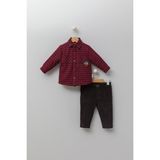 Babyhola Peluş Astarlı Ceket Kadife Pantolon Erkek Çocuk 2'li Takım 13480 - Kahve