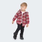 Babyhola Velsoft Astarlı Ceket Kot Pantolon Erkek Çocuk 2'li Takım 12590 - Kırmızı