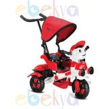 Babyhope Üç Tekerlekli İtmeli Bisiklet KIRMIZI-BEYAZ Ebeveyn Bisikleti Yupi Panda KIRMIZI-BEYAZ