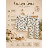 Babyist Babynova Premium %100 Pamuk Ribanalı Erkek Bebek Pijama Takımı Uzun Kollu 2’li Takım - Çok renkli 10 - 6 Yaş