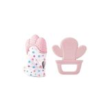 Babyjem 2'li Diş Kaşıma Seti Diş Kaşıyıcı Eldiven Diş Kaşıyıcı Kaktüs Pembe