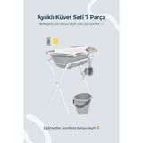 Babyjem Ayaklı Bebek Banyo Küvet Seti Soft Gri 7 Parça Kaymaz ve Ergonomik Tasarım