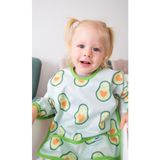 Babyjem Baskılı Blw Kollu Mama Önlüğü Avakado Desen - Yeşil - 6 - 12 Ay