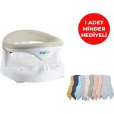 Babyjem Bebek Banyo Oturağı – Güvenlik Sistemli, Kolay Açılır Kapanır Kollu, Taş Renk Plastik, 33x32x27 cm Desensiz