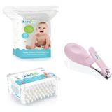 Babyjem Bebek Çıtçıt Tırnak Makası Pembe + Bebek Temizleme Pamuğu + Bebek Kulak Çubuğu 60 Adet